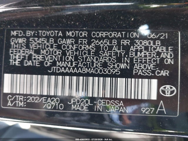 JTDAAAAA8MA003095 Toyota Mirai Xle