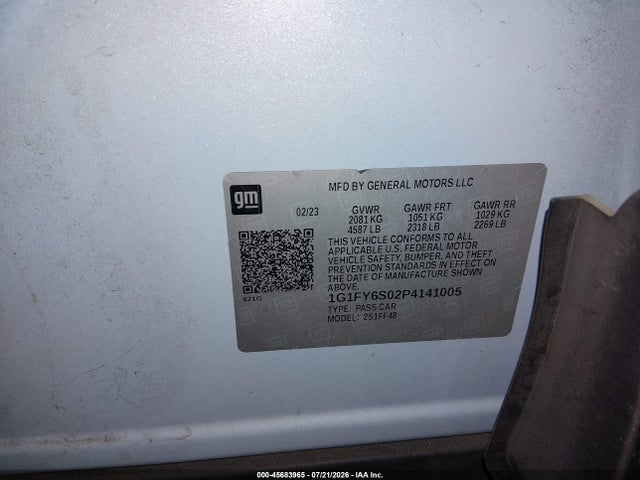 Aukcja sprzedaży 2023 Chevrolet Bolt Euv Fwd Lt, vin: 1G1FY6S02P4141005, numer aukcji: 45683965