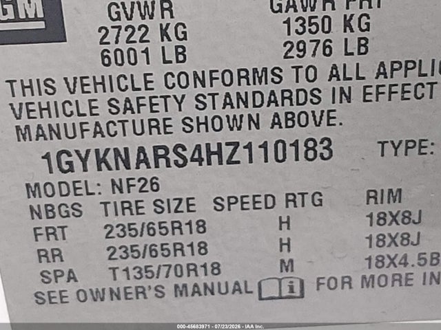Cadillac Xt5 Standard 2017 1GYKNARS4HZ110183 Image 9