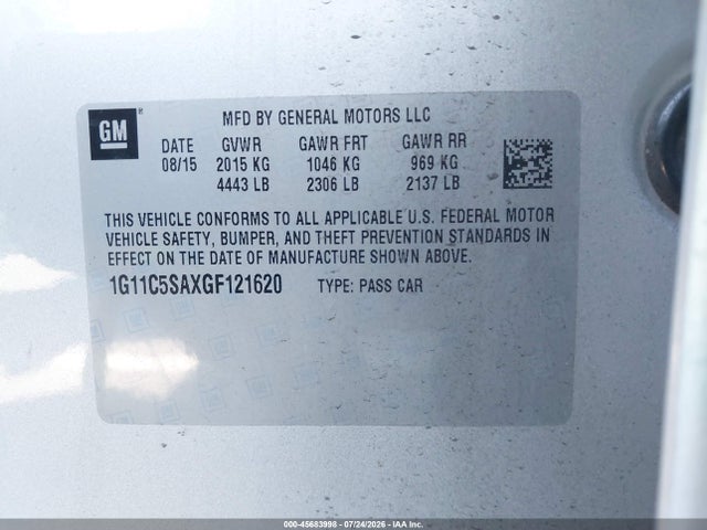 1G11C5SAXGF121620 Chevrolet Malibu Limited Lt