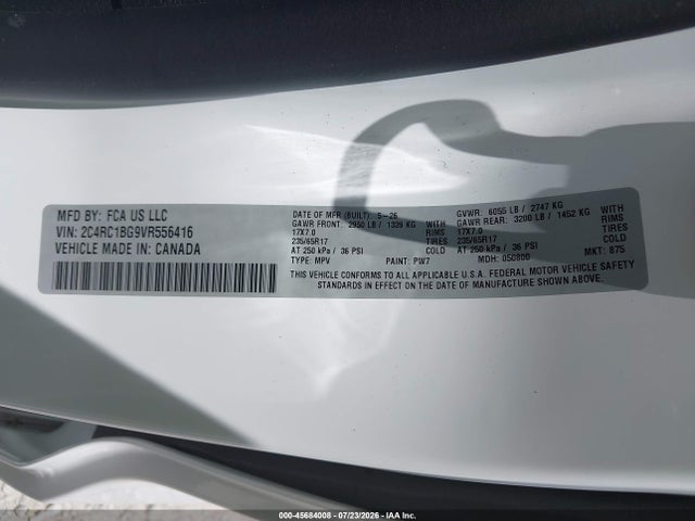 Aukcja sprzedaży 2027 Chrysler Pacifica, vin: 2C4RC1BG9VR556416, numer aukcji: 45684008
