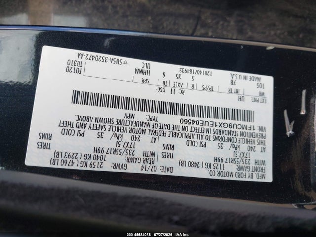 2014 Ford Escape Se მანქანა იყიდება აუქციონზე, vin: 1FMCU9GX1EUE04560, აუქციონის ნომერი: 45684086