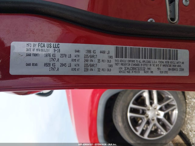 Продаж на аукціоні авто 2019 Jeep Compass Sun And Wheel Fwd, vin: 3C4NJCBBXKT615132, номер лоту: 45684181