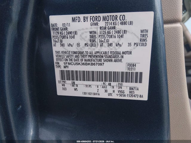 Продаж на аукціоні авто 2011 Ford Escape Hybrid, vin: 1FMCU5K36BKB67097, номер лоту: 45684283