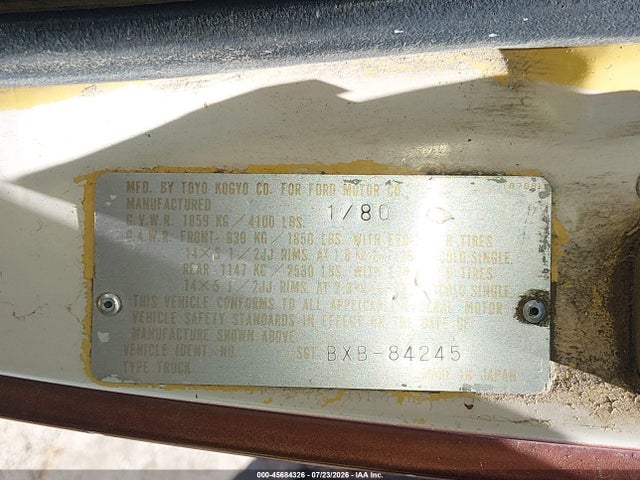 Продаж на аукціоні авто 1980 Ford Courier, vin: SGTBXB84245, номер лоту: 45684326