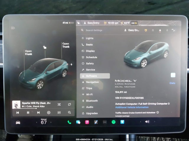 Aukcja sprzedaży 2020 Tesla Model Y Long Range Dual Motor All-wheel Drive, vin: 5YJYGDEEXLF051165, numer aukcji: 45684334