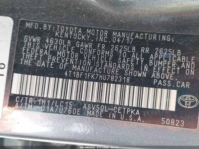 4T1BF1FK7HU782318 Toyota CAMRY XSE