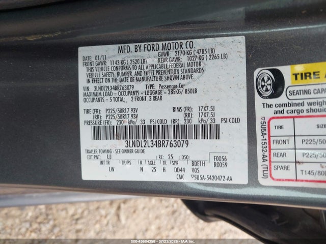 Продажа на аукционе авто 2011 Lincoln Mkz Hybrid, vin: 3LNDL2L34BR763079, номер лота: 45684358