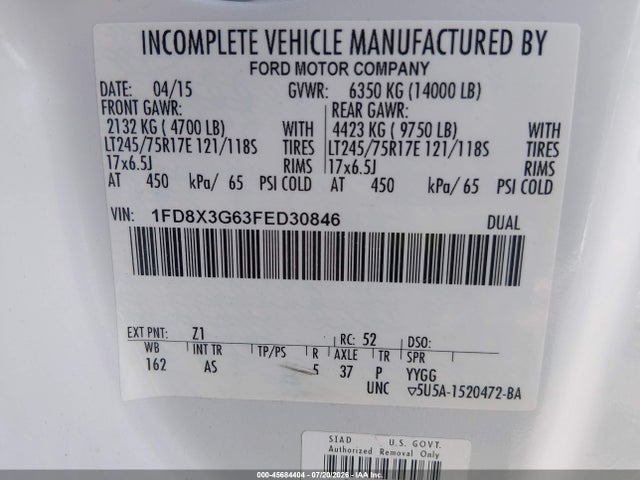 Ford F-350 Chassis Xl 2015 1FD8X3G63FED30846 Image 9