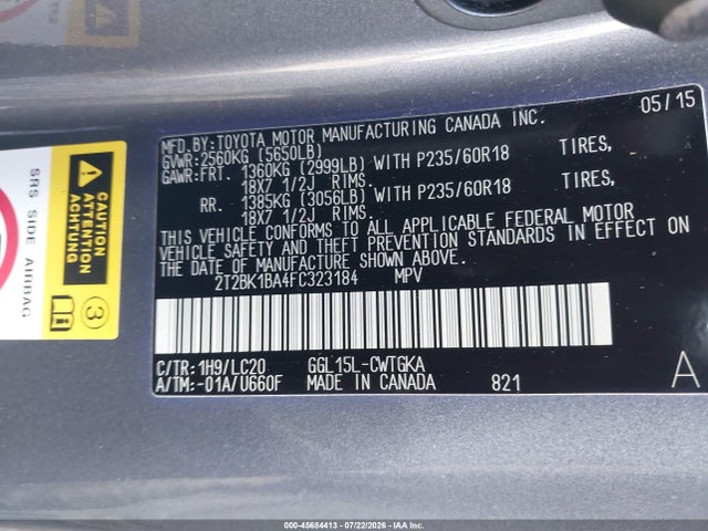 2T2BK1BA4FC323184 Lexus RX 350