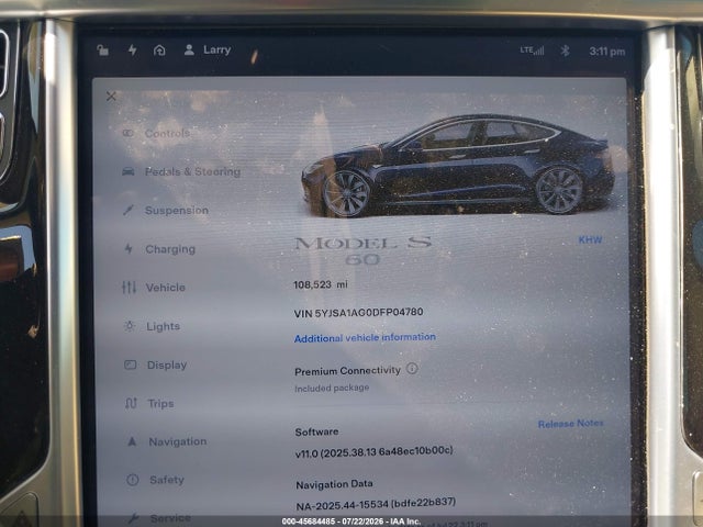 45684485 :رقم المزاد ، 5YJSA1AG0DFP04780 vin ، 2013 Tesla Model S مزاد بيع