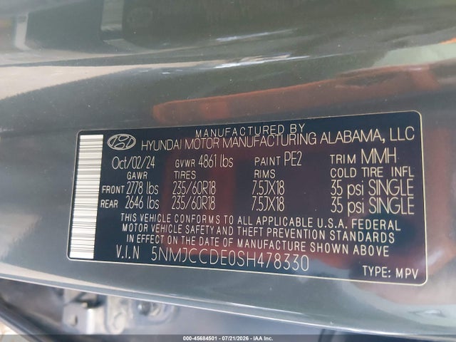 5NMJCCDE0SH478330 Hyundai Tucson Sel Convenience