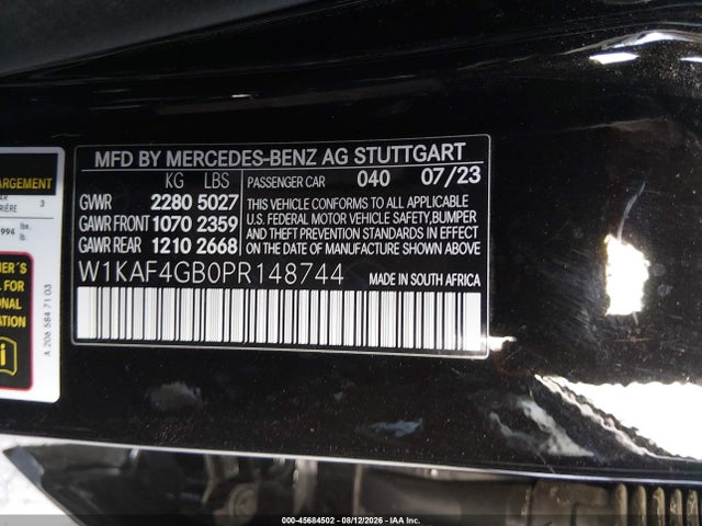 2023 Mercedes-benz C 300 Sedan მანქანა იყიდება აუქციონზე, vin: W1KAF4GB0PR148744, აუქციონის ნომერი: 45684502