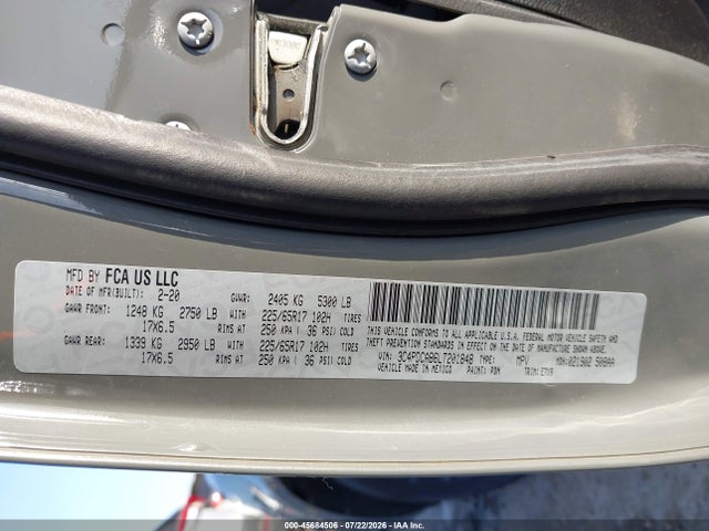45684506 :رقم المزاد ، 3C4PDCAB6LT201848 vin ، 2020 Dodge Journey Se Value مزاد بيع