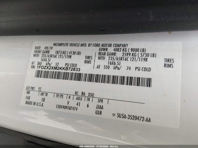 Ford Transit-350 Xl 2019 1FDZX2XM2KKB72833 Image 9
