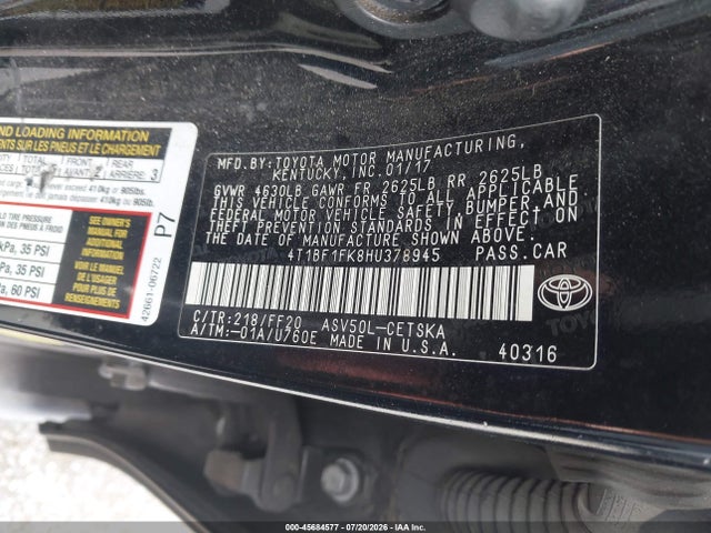 4T1BF1FK8HU378945 Toyota CAMRY SE