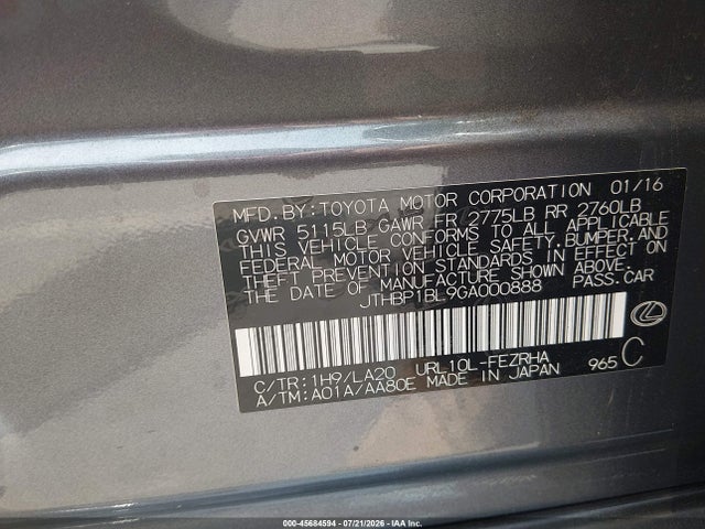 Продажа на аукционе авто 2016 Lexus Gs F, vin: JTHBP1BL9GA000888, номер лота: 45684594