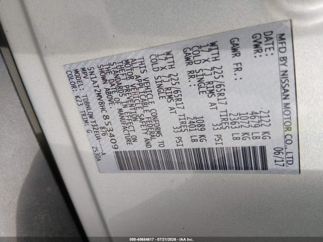 Nissan ROGUE SV 2017 5N1AT2MV8HC853409 Image 9