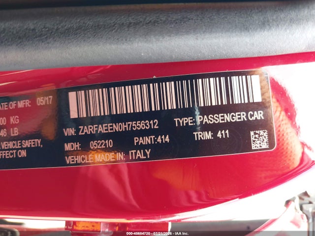ZARFAEEN0H7556312 Alfa Romeo Giulia Ti Awd