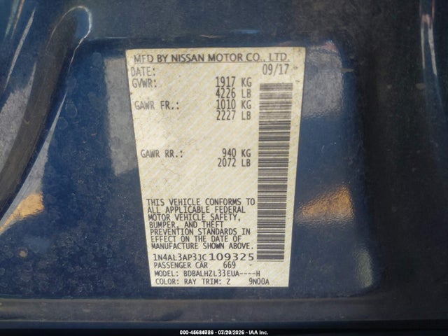 Nissan Altima 2.5 Sr 2018 1N4AL3AP3JC109325 Image 9