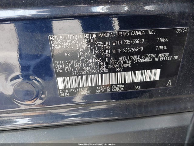 Aukcja sprzedaży 2024 Toyota Rav4 Xle Premium, vin: 2T3C1RFV2RW343760, numer aukcji: 45684765