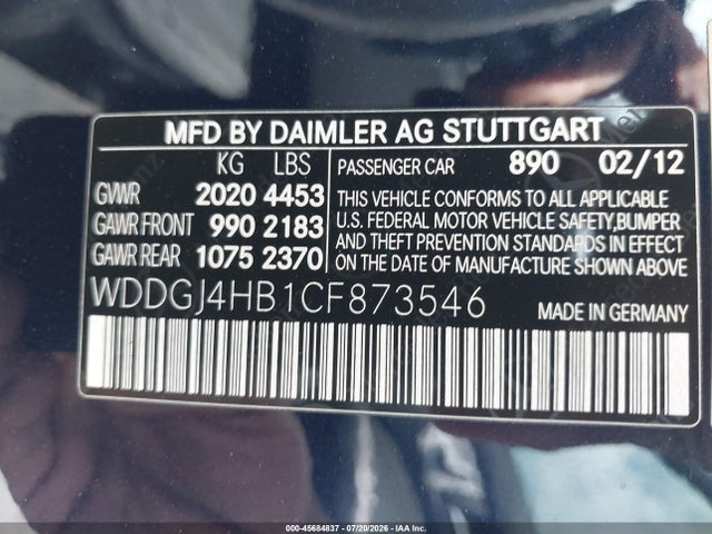 Продаж на аукціоні авто 2012 Mercedes-benz C 250, vin: WDDGJ4HB1CF873546, номер лоту: 45684837