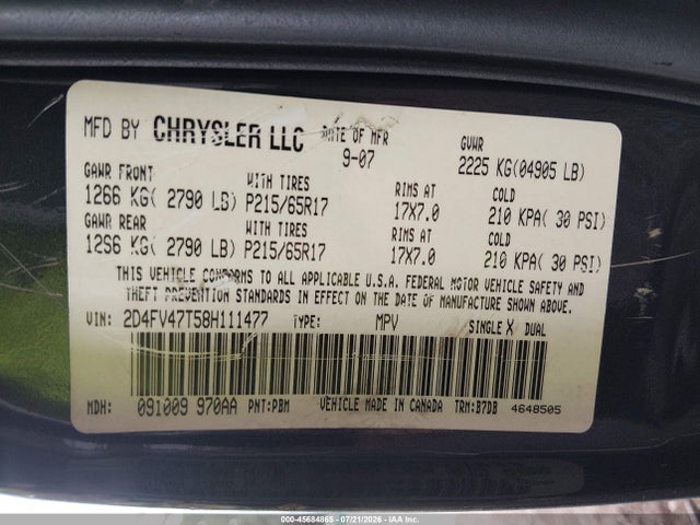Aukcja sprzedaży 2008 Dodge Magnum, vin: 2D4FV47T58H111477, numer aukcji: 45684865
