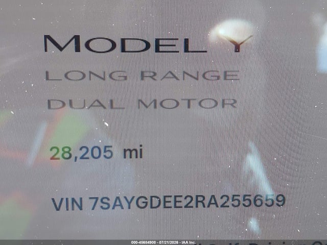 45684900 :رقم المزاد ، 7SAYGDEE2RA255659 vin ، 2024 Tesla Model Y Long Range Dual Motor All-wheel Drive مزاد بيع