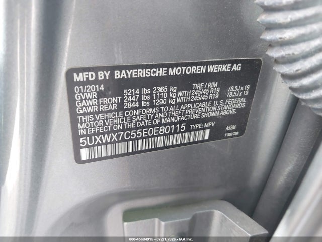 2014 Bmw X3 Xdrive35i მანქანა იყიდება აუქციონზე, vin: 5UXWX7C55E0E80115, აუქციონის ნომერი: 45684915