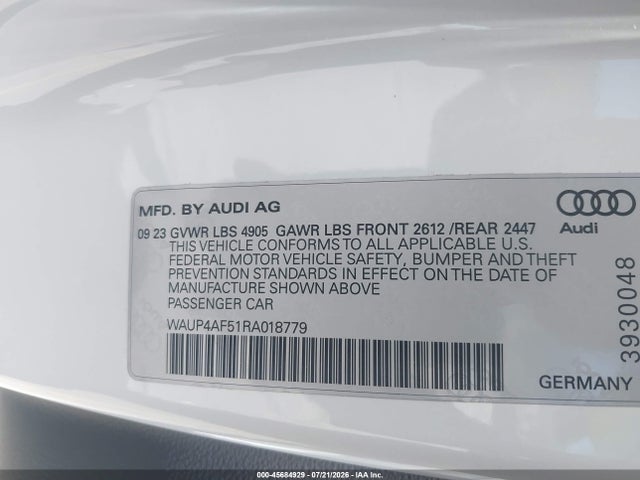 WAUP4AF51RA018779 Audi S5 Premium Plus Tfsi Quattro Tiptronic