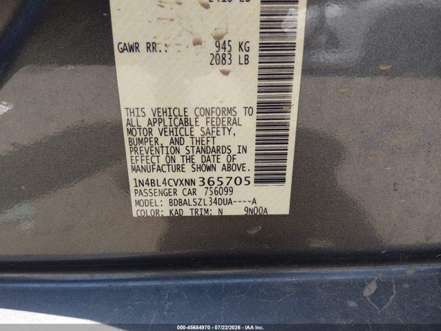 Продажа на аукционе авто 2022 Nissan Altima Sr Fwd, vin: 1N4BL4CVXNN365705, номер лота: 45684970
