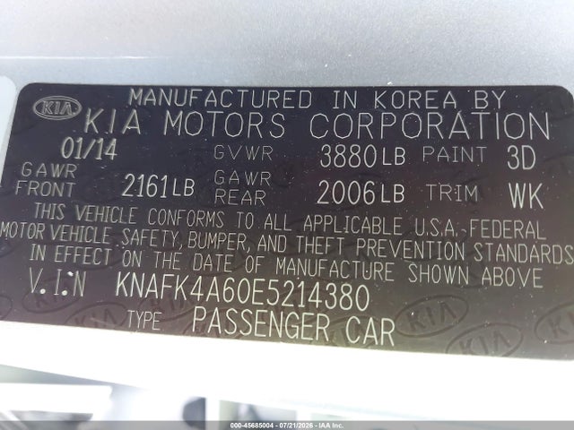 KIA FORTE LX 2014 KNAFK4A60E5214380 Image 9