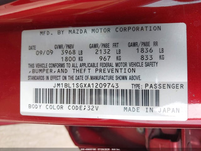Продажа на аукционе авто 2010 Mazda Mazda3, vin: JM1BL1SGXA1209743, номер лота: 45685166