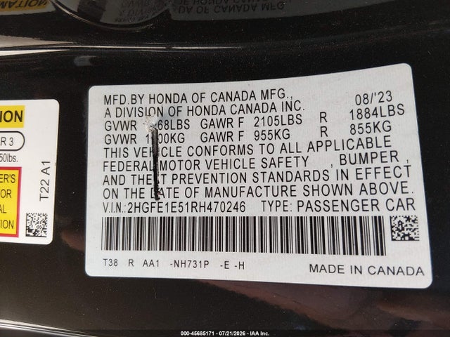 Honda CIVIC SI SEDAN 2024 2HGFE1E51RH470246 Image 9