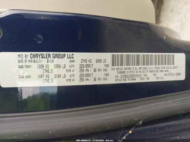 2C4RDGCG9ER474216 Dodge Grand Caravan Sxt 30th Anniversary