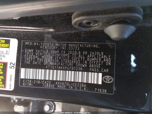 4T1G11AK4PU797238 Toyota CAMRY SE
