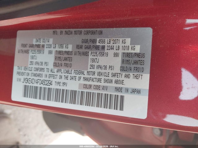 Aukcja sprzedaży 2015 Mazda Cx-5 Grand Touring, vin: JM3KE4DY4F0460294, numer aukcji: 45685284