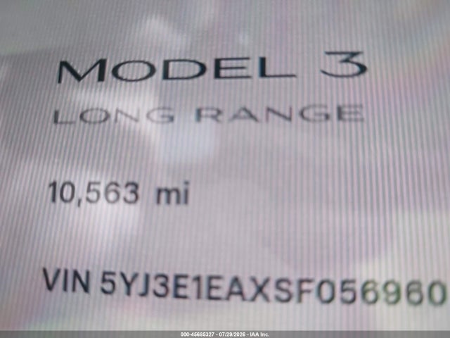 Aukcja sprzedaży 2025 Tesla Model 3 Long Range Rear-wheel Drive/standard Rear-wheel Drive, vin: 5YJ3E1EAXSF056960, numer aukcji: 45685327
