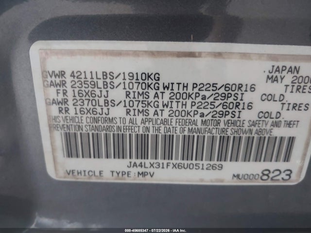 Aukcja sprzedaży 2006 Mitsubishi Outlander Ls, vin: JA4LX31FX6U051269, numer aukcji: 45685347