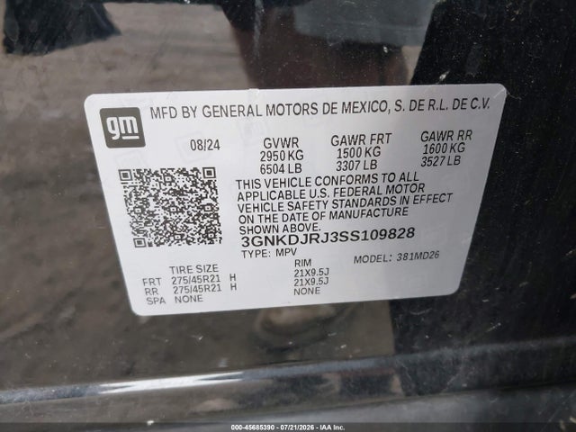 3GNKDJRJ3SS109828 Chevrolet Blazer Ev Rs Awd