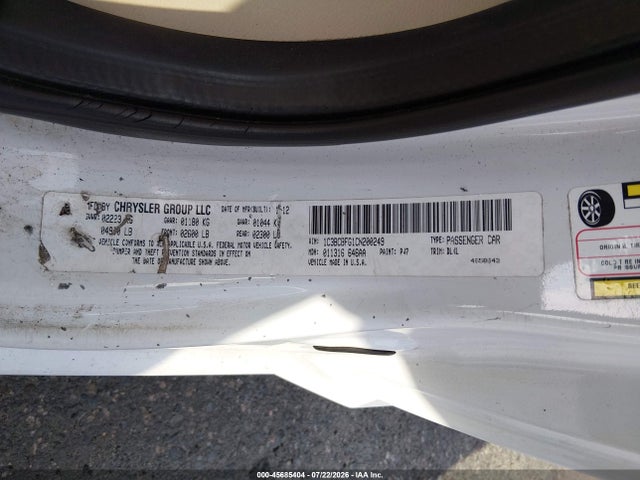 Продаж на аукціоні авто 2012 Chrysler 200 Limited, vin: 1C3BCBFG1CN200249, номер лоту: 45685404