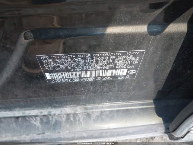 Продаж на аукціоні авто 2010 Lexus Es 350, vin: JTHBK1EG4A2353702, номер лоту: 45685446