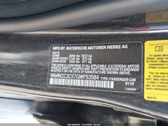 Продаж на аукціоні авто 2016 Mini Countryman Cooper S, vin: WMWZC3C57GWP53584, номер лоту: 45685464