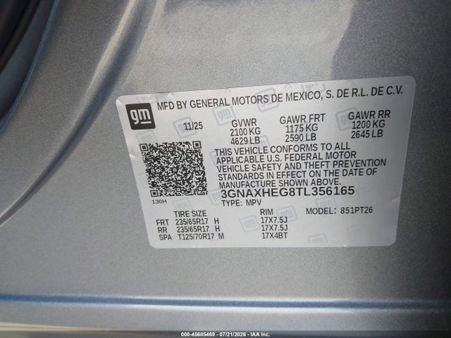 3GNAXHEG8TL356165 Chevrolet Equinox Fwd Lt