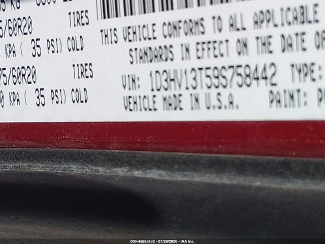 Продаж на аукціоні авто 2009 Dodge Ram 1500 Slt/sport/trx, vin: 1D3HV13T59S758442, номер лоту: 45685482