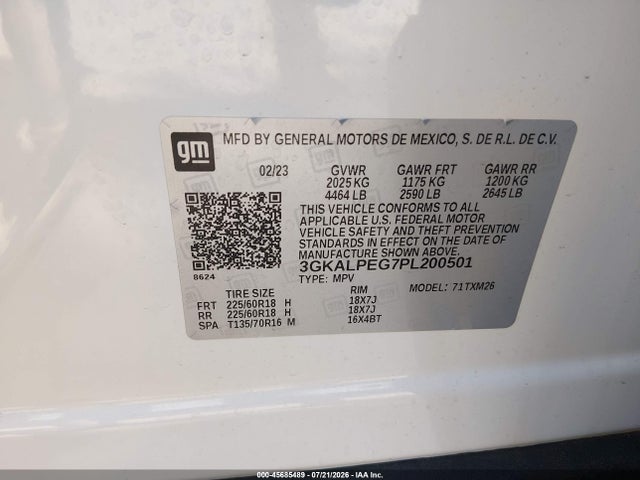 Aukcja sprzedaży 2023 Gmc Terrain Fwd Slt, vin: 3GKALPEG7PL200501, numer aukcji: 45685489