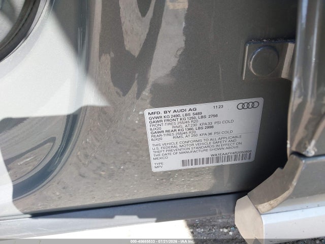 Aukcja sprzedaży 2024 Audi Q5 Premium Plus 45 Tfsi S Line Quattro, vin: WA1EAAFY4R2050806, numer aukcji: 45685533