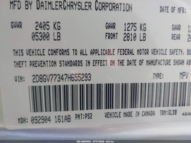 Продажа на аукционе авто 2007 Dodge Magnum Srt8, vin: 2D8GV77347H655293, номер лота: 45685591