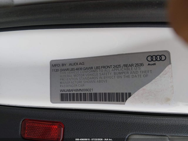 Продажа на аукционе авто 2021 Audi A4 Premium 40 Tfsi Quattro S Tronic, vin: WAUABAF48MN006021, номер лота: 45685615