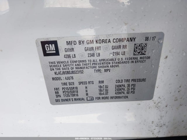 KL4CJBSB0JB523152 Buick Encore Preferred Ii
